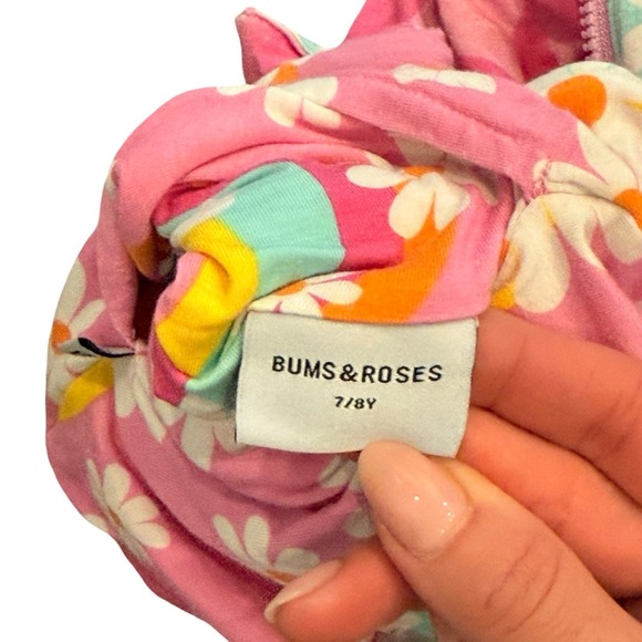 Bums & Roses Reversible Hoodie Jacket Girls 7/8 Pink Checkered Floral - Picture 8 of 10